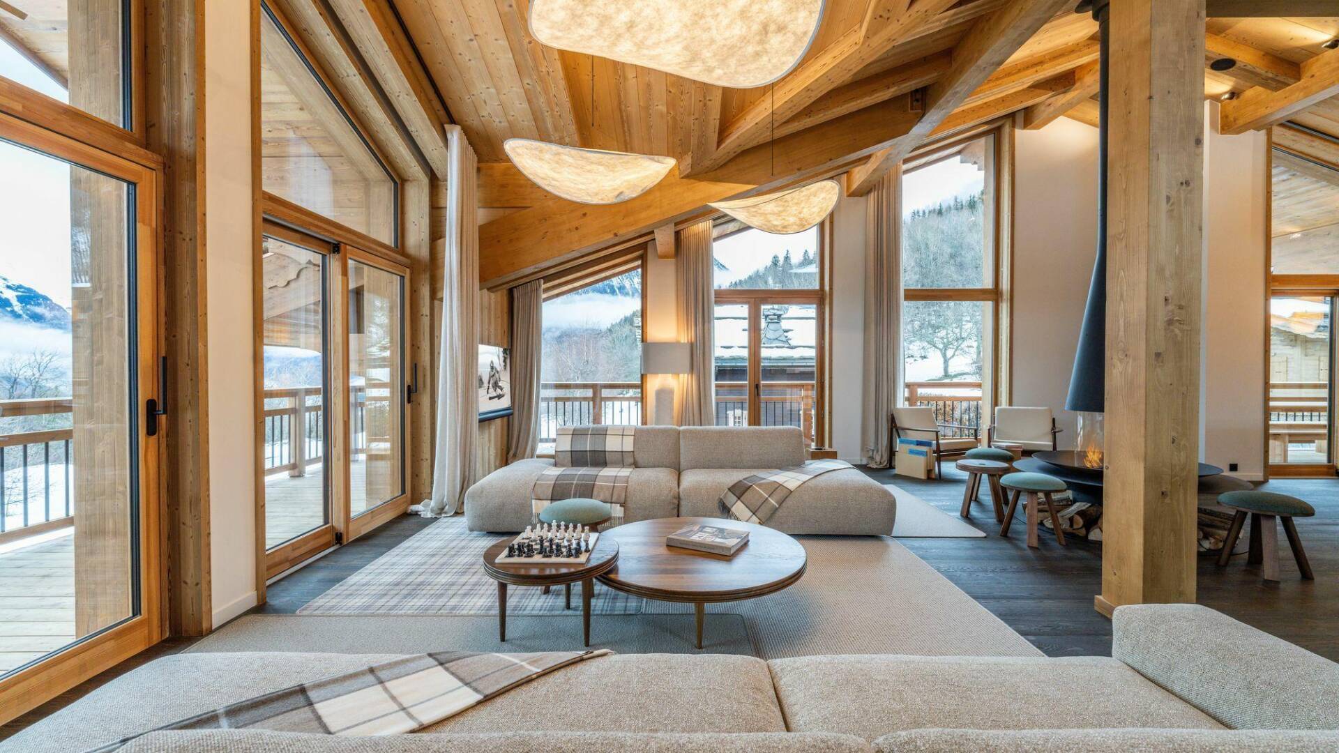 extra luxury living room with majestic windows