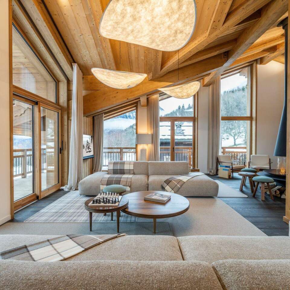 extra luxury living room with majestic windows